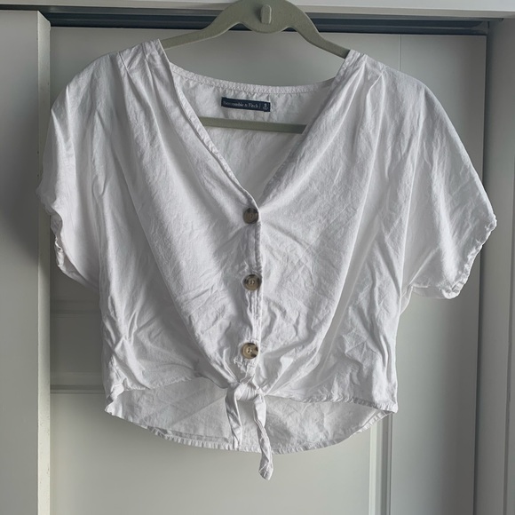 Abercrombie & Fitch Tops - Linen crop dolman short sleeve blouse